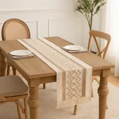 ARMONIA - Camino mesa chenille étnico 180x30 cm con flecos 695