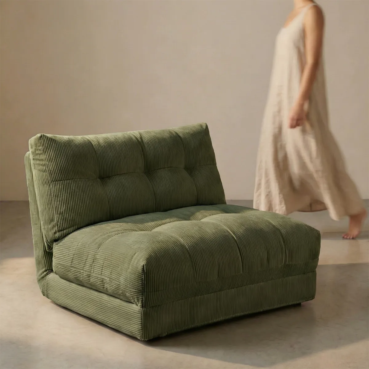 Sofá Cama Plegable De Tela Minimalista Verde musgo, marca SANTU HOME & DECO - Foto Principal