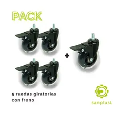 SANPLAST - Pack 5 Rueda Gamer Todas Con Freno No Suenan Nada