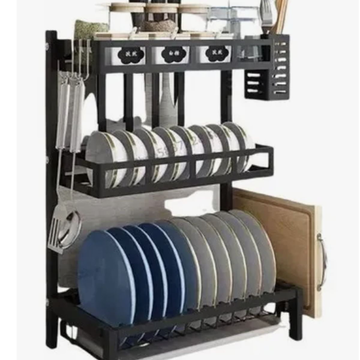 GENERICO - Rack Escurridor De Platos De 3 Niveles Color Negro