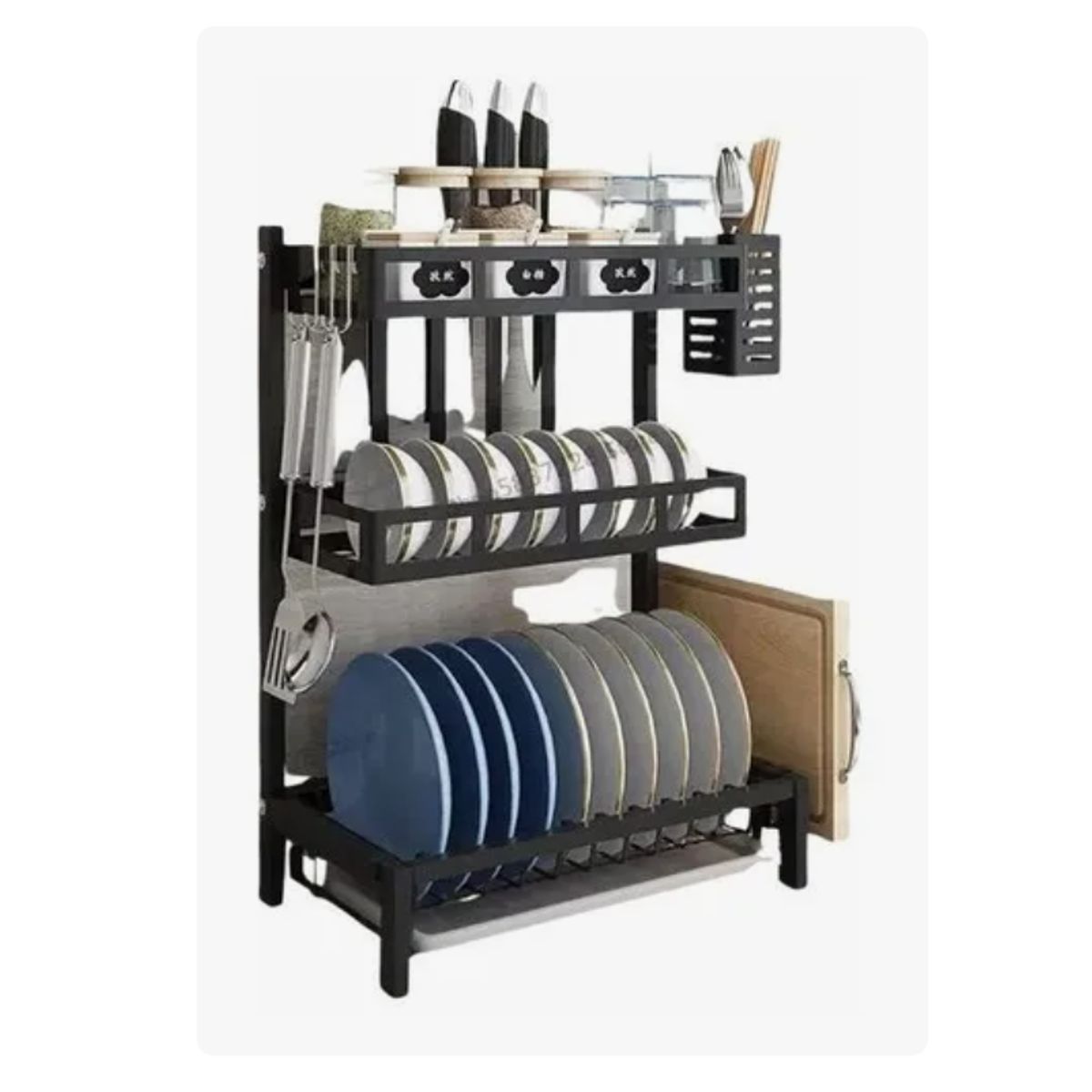 GENERICO - Rack Escurridor De Platos De 3 Niveles Color Negro