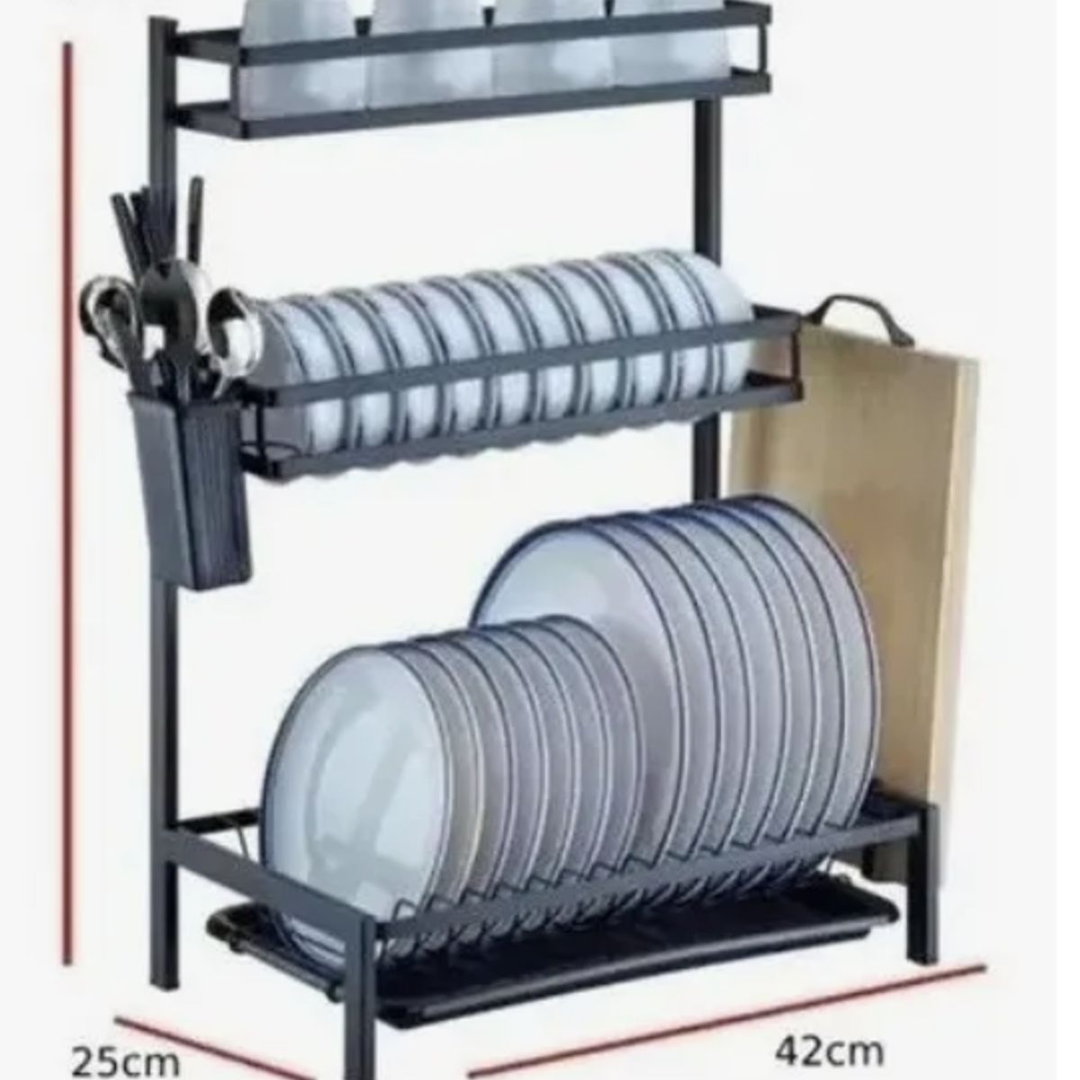 GENERICO - Rack Escurridor De Platos De 3 Niveles Color Negro