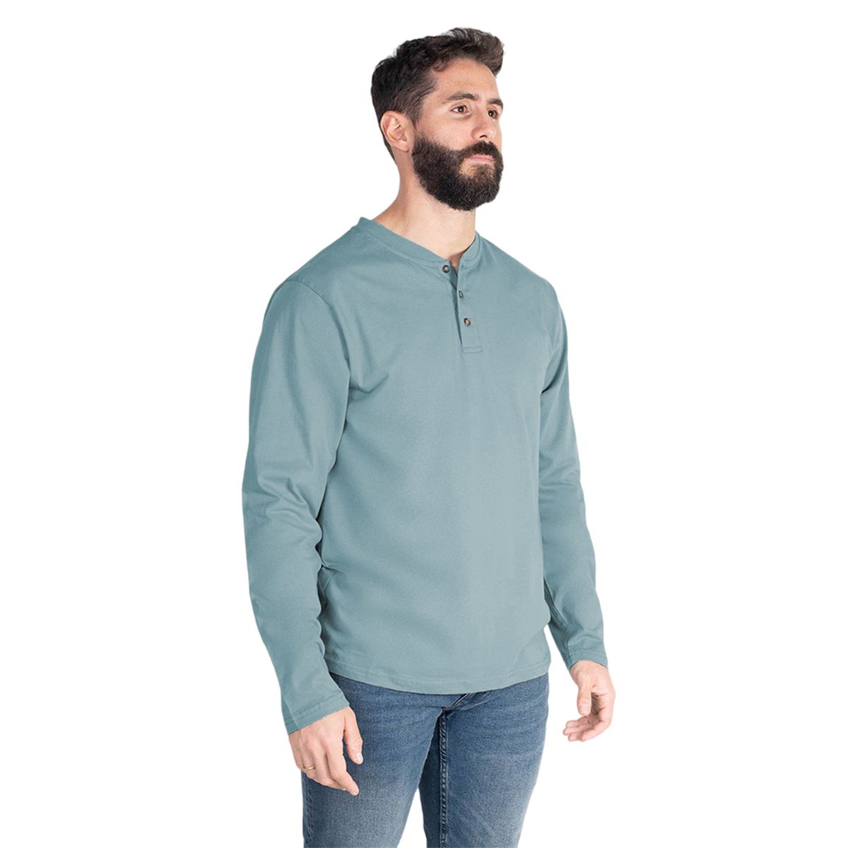 LENGA - Polera Hombre Manga Larga con Botones Queule