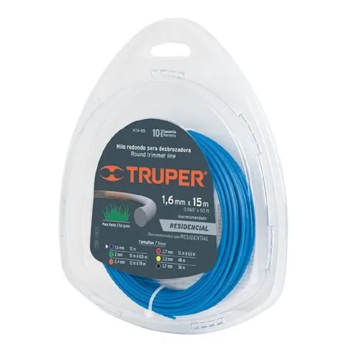 TRUPER - NYLON ORILLADORA 1. 65MM ROLLO 15 MT TRUPER HTA-65