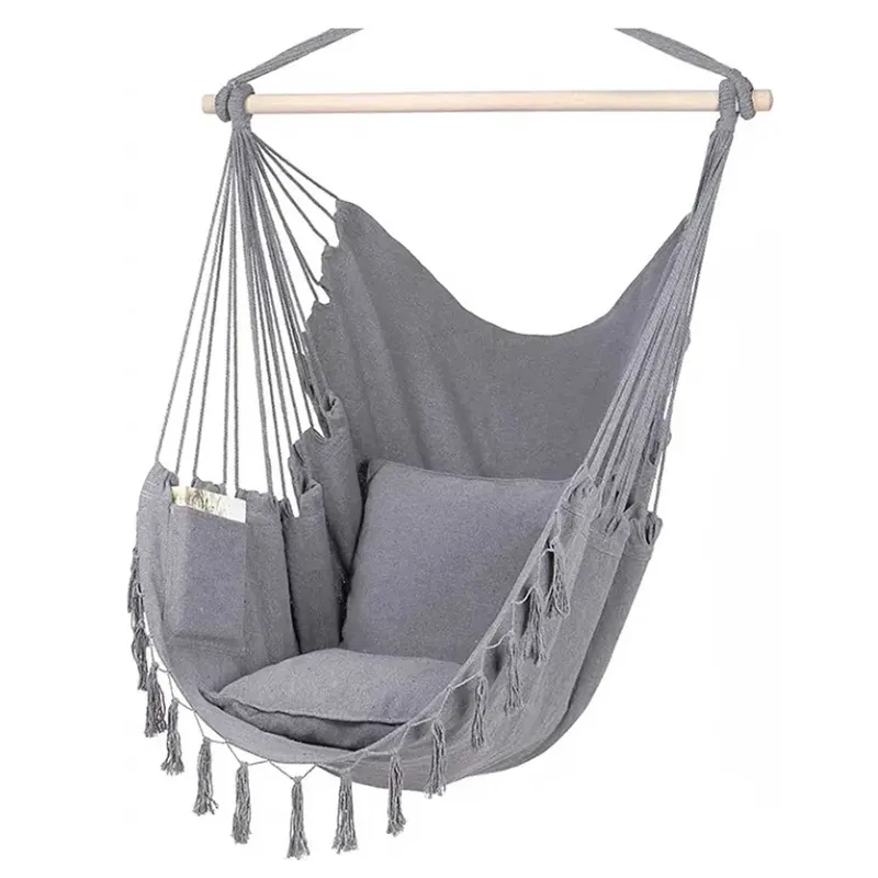 GENERICO - Silla Colgante Columpio Hamaca con Flecos Gris