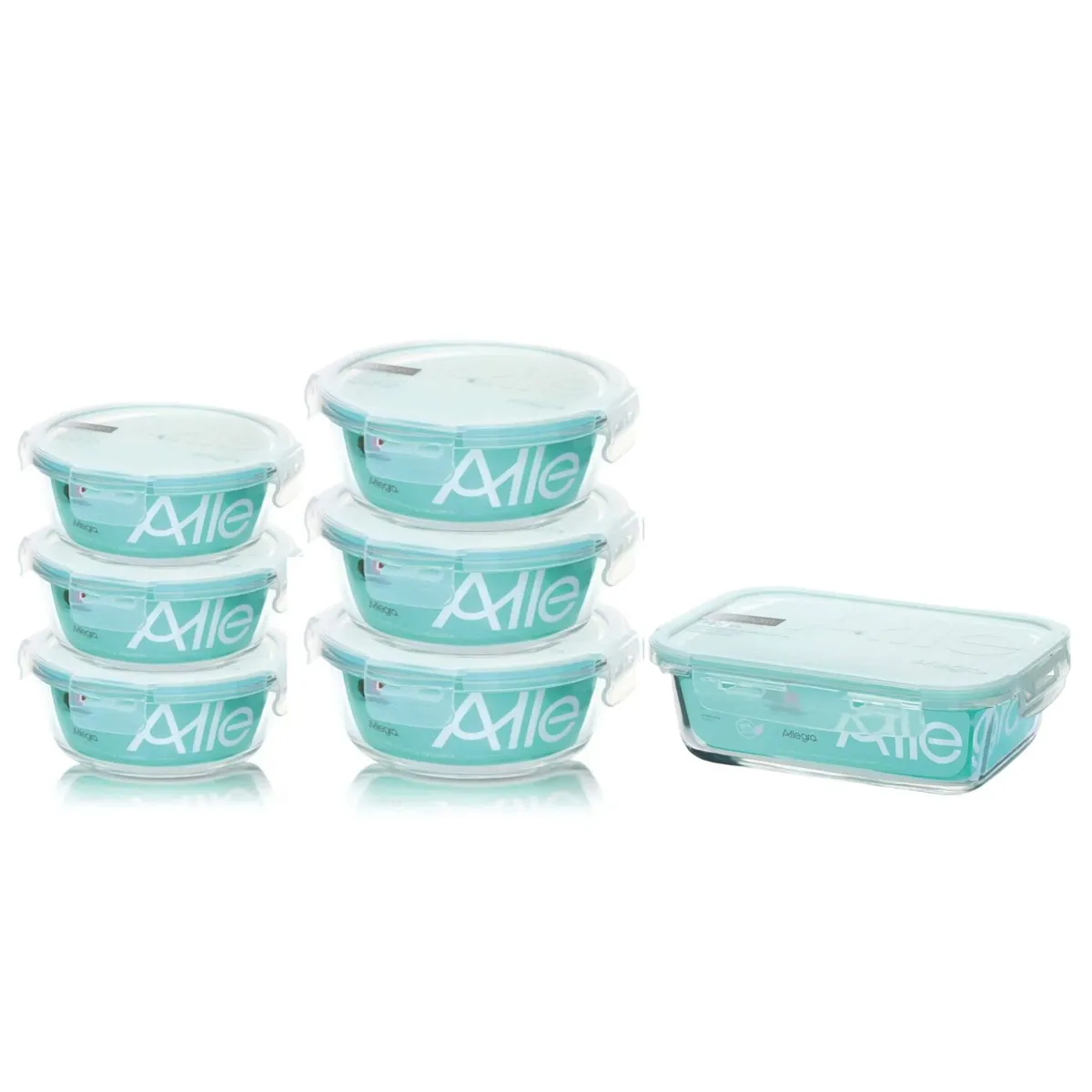 ALLEGRA - Set 7 Contenedores Hermeticos Allegra De Vidrio Colaciones