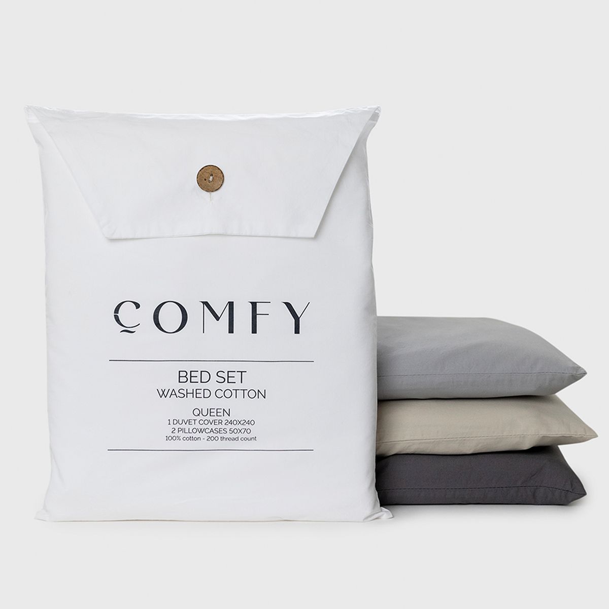 AMERITEX - Pack 2 Funda de Almohada Algodón Dark Grey 50x70
