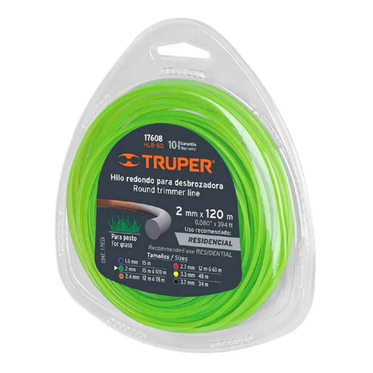 TRUPER - NYLON ORILLADORA  2 MM ROLLO 15 MT TRUPER HTA-80