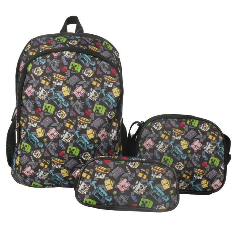 MINECRAFT - Pack Mochila Escolar Minecraft + Lonchera + Estuche