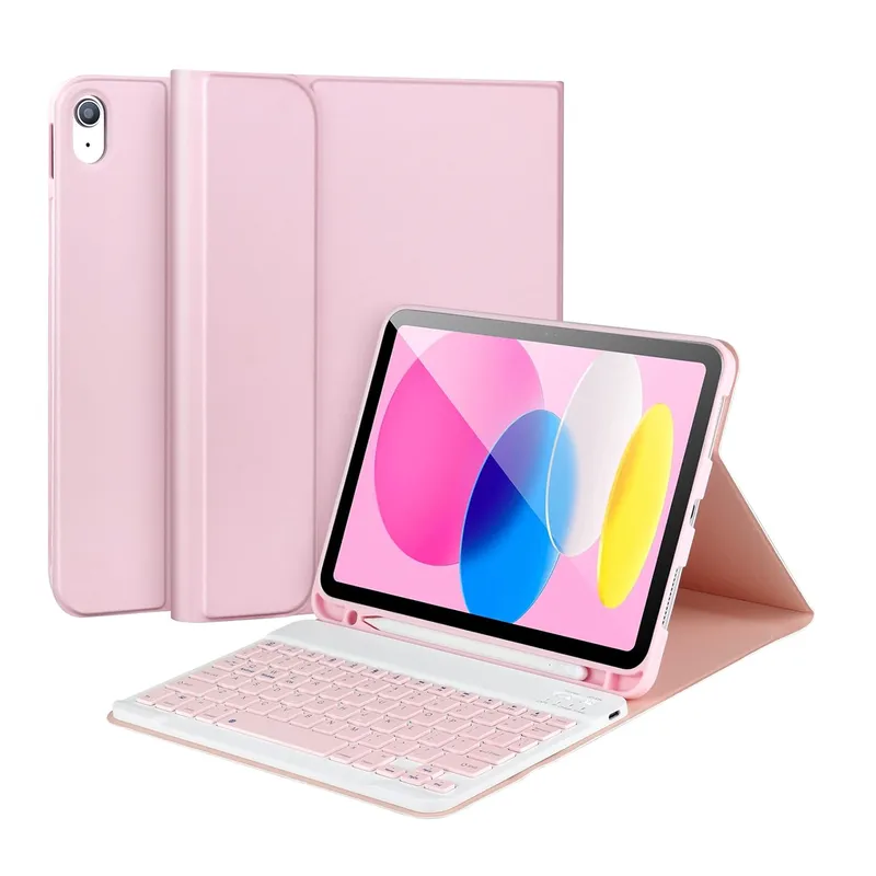 JOIGO - Funda con Teclado Español Para iPad 10.9 2022 10G Rosado