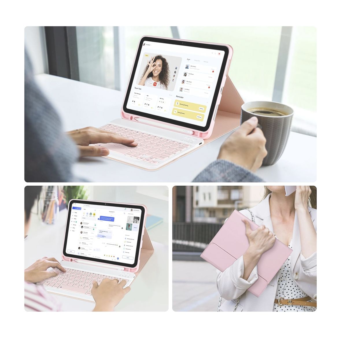 JOIGO - Funda con Teclado Español Para iPad A16 2025 11th G Rosado