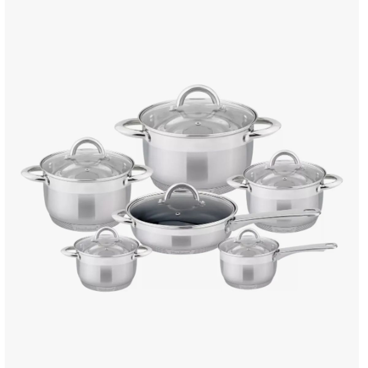 GENERICO - Juego De Ollas Acero Inoxidable 12 Piezas Color Plata Plateado