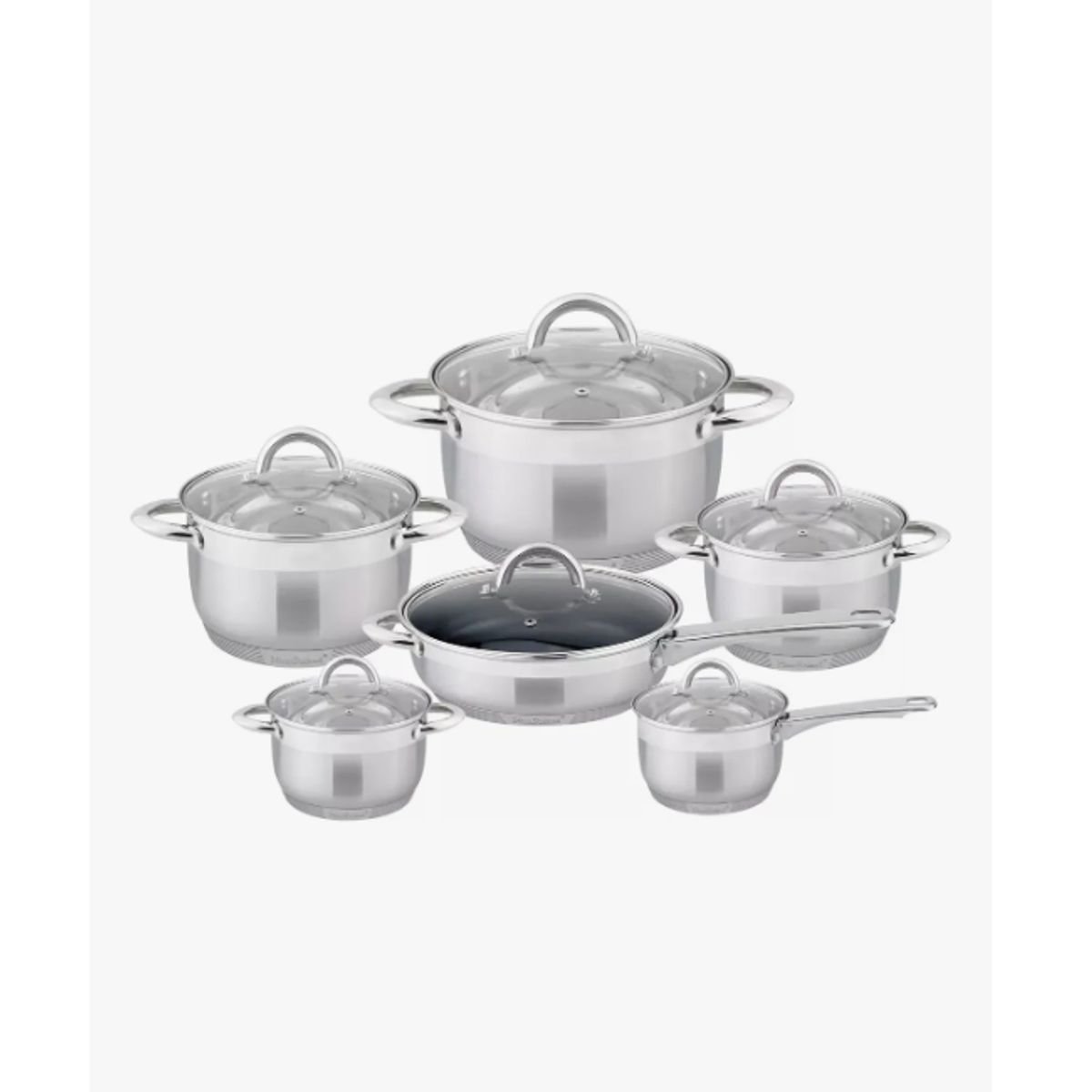 GENERICO - Juego De Ollas Acero Inoxidable 12 Piezas Color Plata Plateado