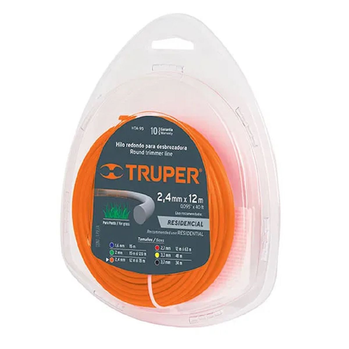 TRUPER - NYLON ORILLADORA  2,4 MM ROLLO 12 MT TRUPER HTA-95