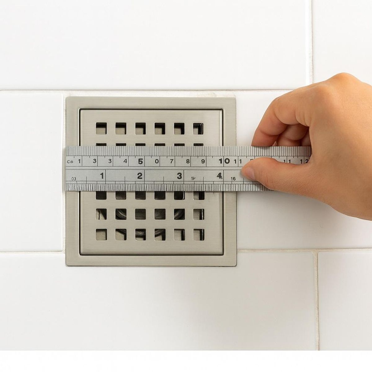 POLI - Rejilla Pileta cuadrada 100mm Cromado ACERO INOXIDABLE POLI