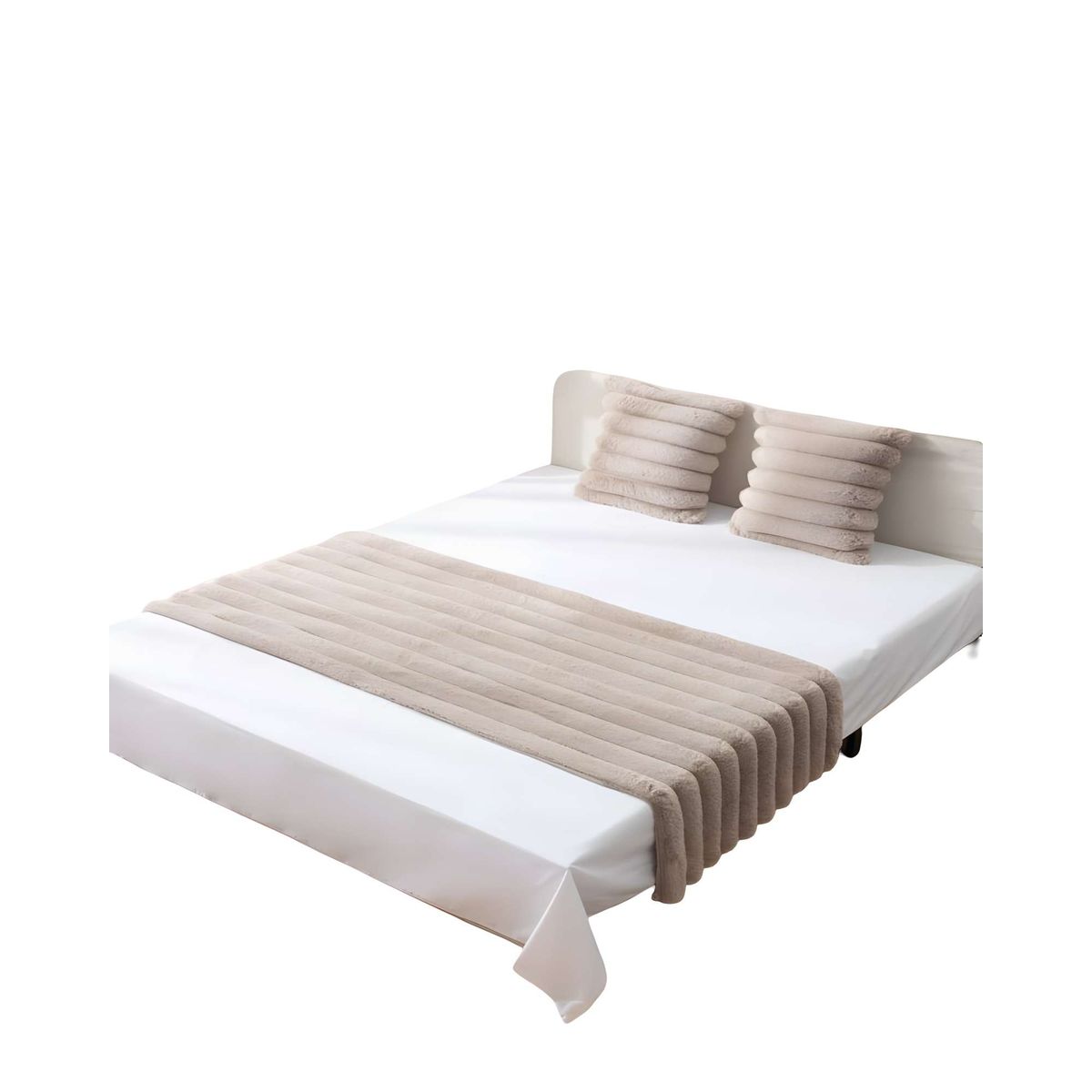 GENERICO - PIECERA MAS DOS FUNDAS DE COJIN MODELO LINEAL 2 PLAZAS CAFÉ