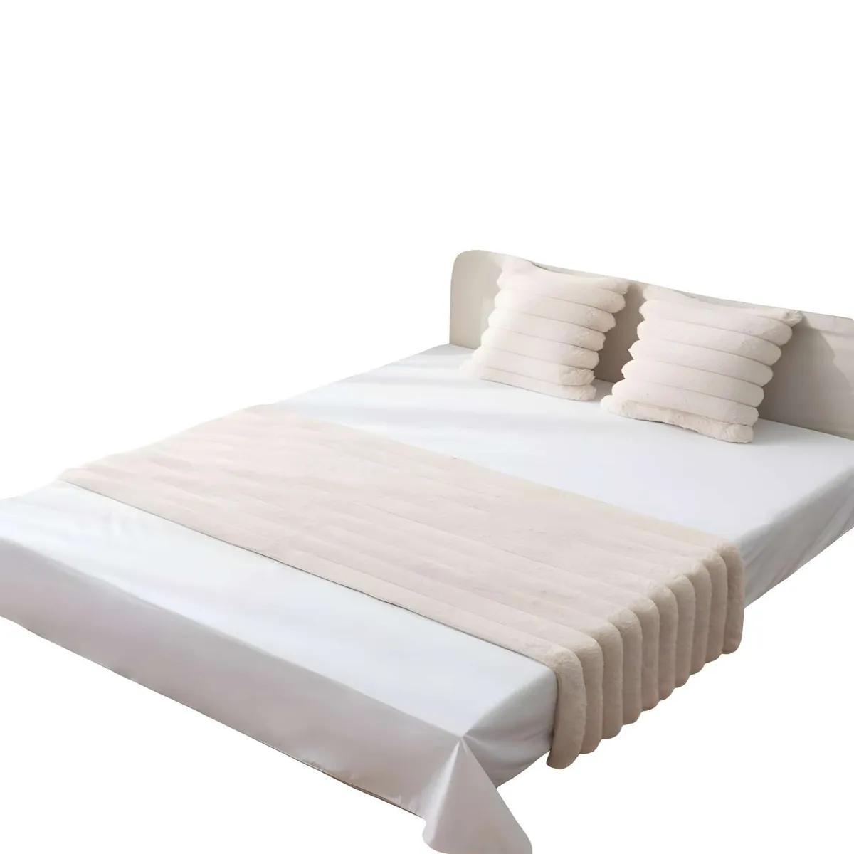 GENERICO - PIECERA MAS DOS FUNDAS DE COJIN MODELO LINEAL 2 PLAZAS BEIGE