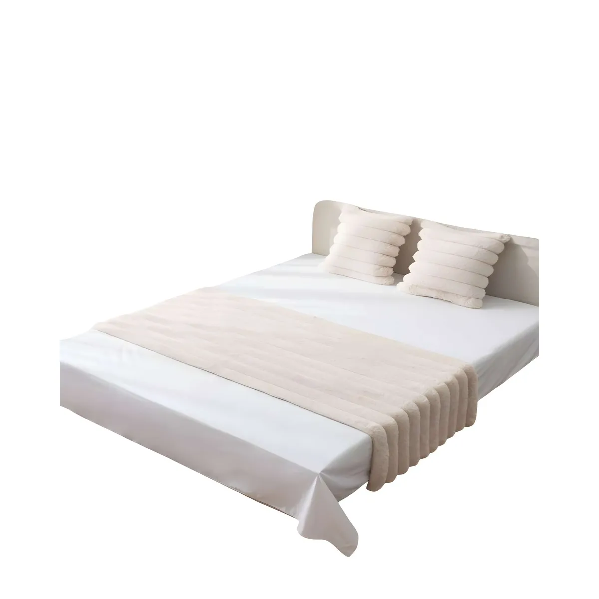 GENERICO - PIECERA MAS DOS FUNDAS DE COJIN MODELO LINEAL 2 PLAZAS BEIGE
