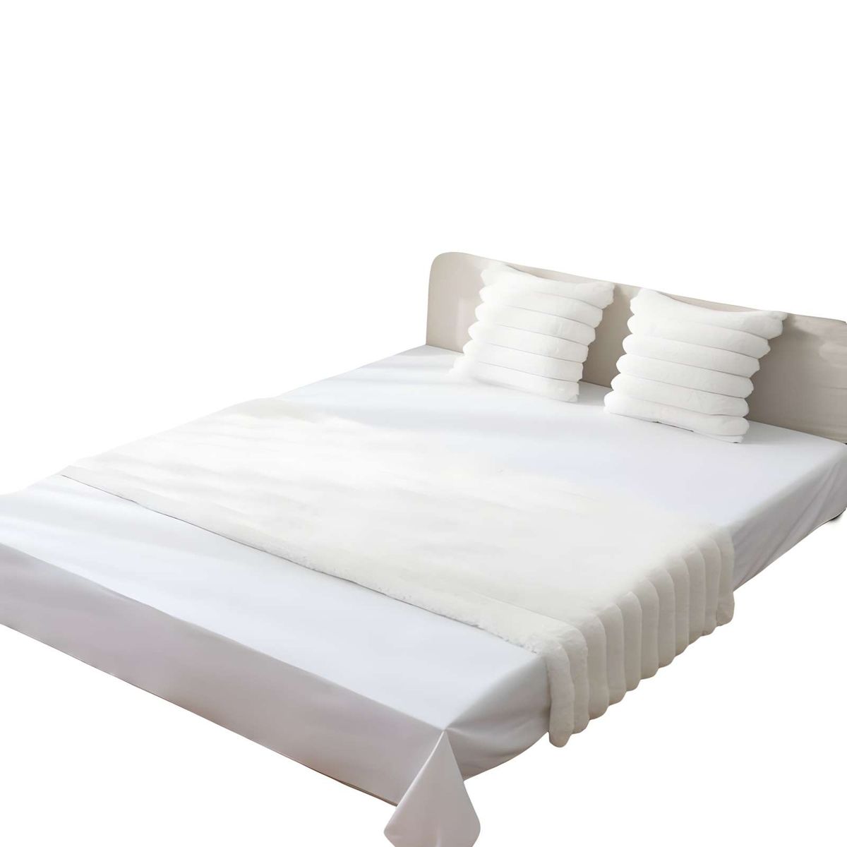 GENERICO - PIECERA MAS DOS FUNDAS DE COJIN MODELO LINEAL KING BLANCO