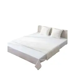 GENERICO - PIECERA MAS DOS FUNDAS DE COJIN MODELO LINEAL KING BLANCO