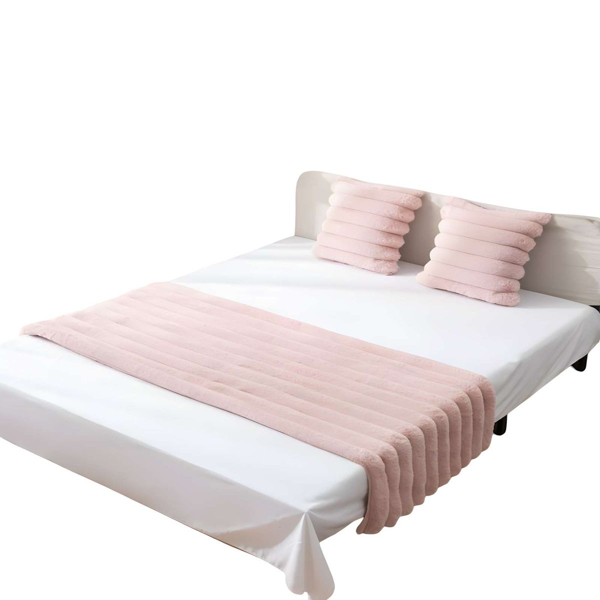 GENERICO - PIECERA MAS DOS FUNDAS DE COJIN MODELO LINEAL KING ROSA