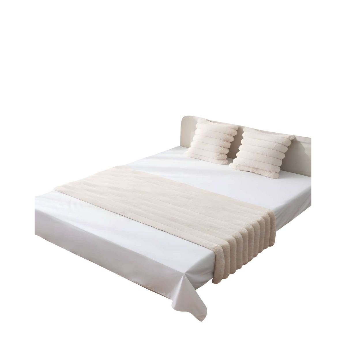 GENERICO - PIECERA MAS DOS FUNDAS DE COJIN MODELO LINEAL KING BEIGE