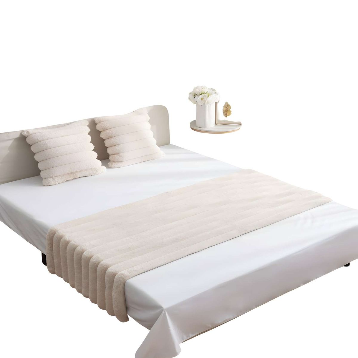 GENERICO - PIECERA MAS DOS FUNDAS DE COJIN MODELO LINEAL 2 PLAZAS BEIGE