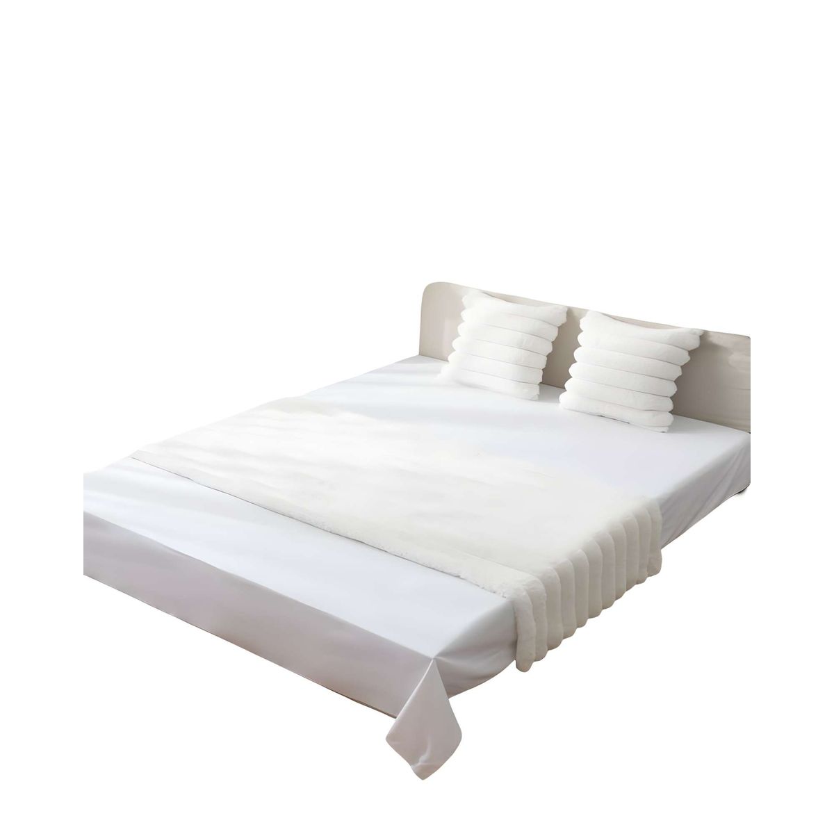 GENERICO - PIECERA MAS DOS FUNDAS DE COJIN MODELO LINEAL KING BLANCO