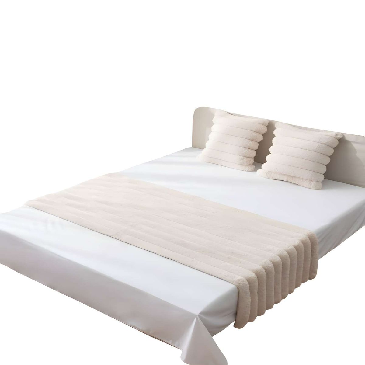 GENERICO - JUEGO DE PIECERA CON DOS FUNDAS DE COJIN MODELO LINEAL KING BEIGE