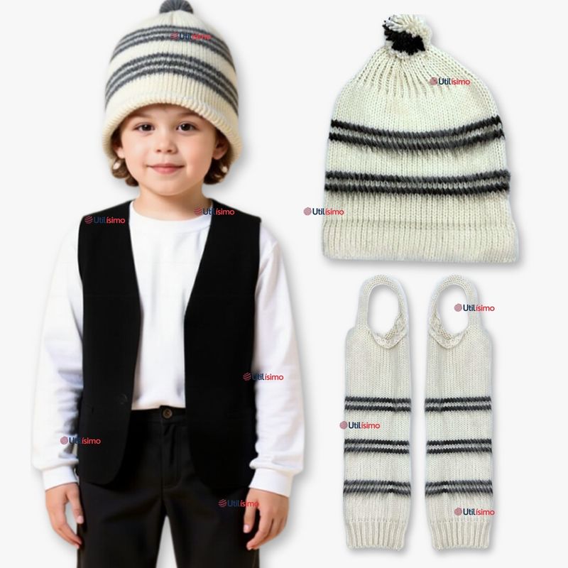 UTILISIMO - Traje Chilote Gorro+Polainas Fiestas Patrias Niño Chile