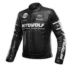 MOTOWOLF - Chaqueta Moto Hombre Cuero PU Invierno Con Protección CE