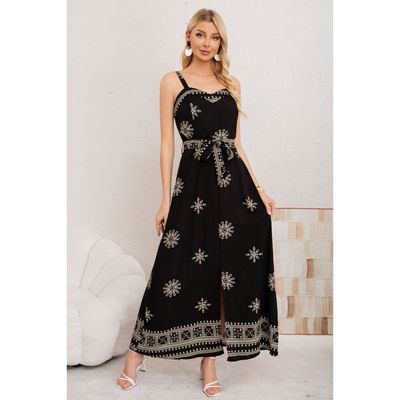 Imagen 1 del producto Maxi Vestido Largo Verano Mujer Holgado Pabilos Estampado 3359