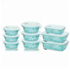 ALLEGRA - Set 9 Contenedores Hermeticos De Vidrio Colaciones