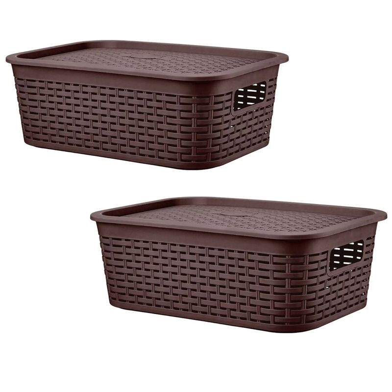 REYPLAST - Pack X2 Canastilla Caja Organizador 13litros Canastilla Tapa Tavarúa
