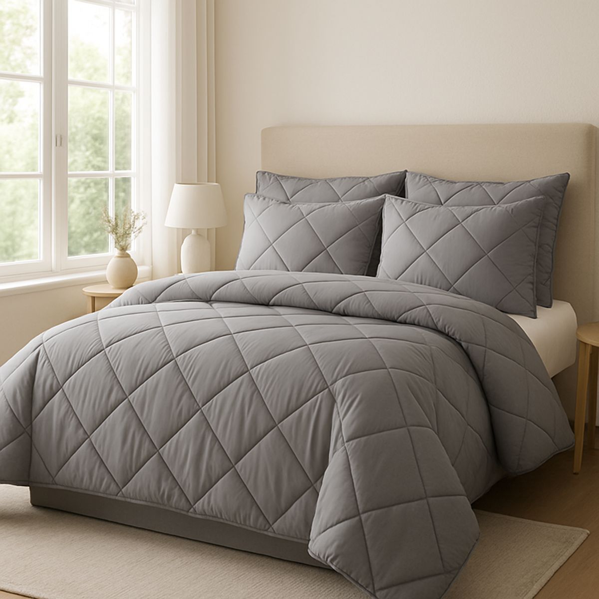 LE NUIT - Plumón King Algodón Egipcio 300 Hilos Gris