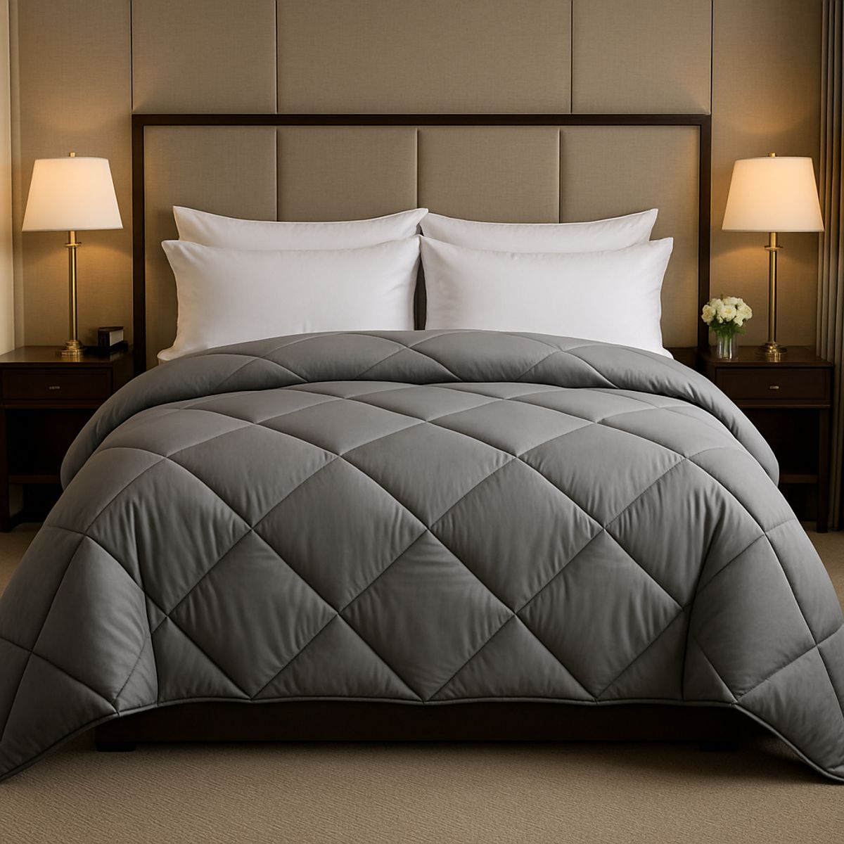 LE NUIT - Plumón King Algodón Egipcio 300 Hilos Gris