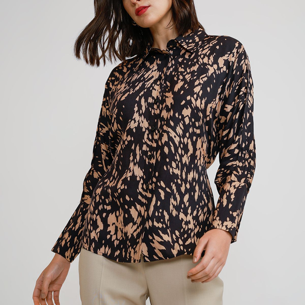 CANADIENNE - Blusa Mujer Viscosa Estampada Negro