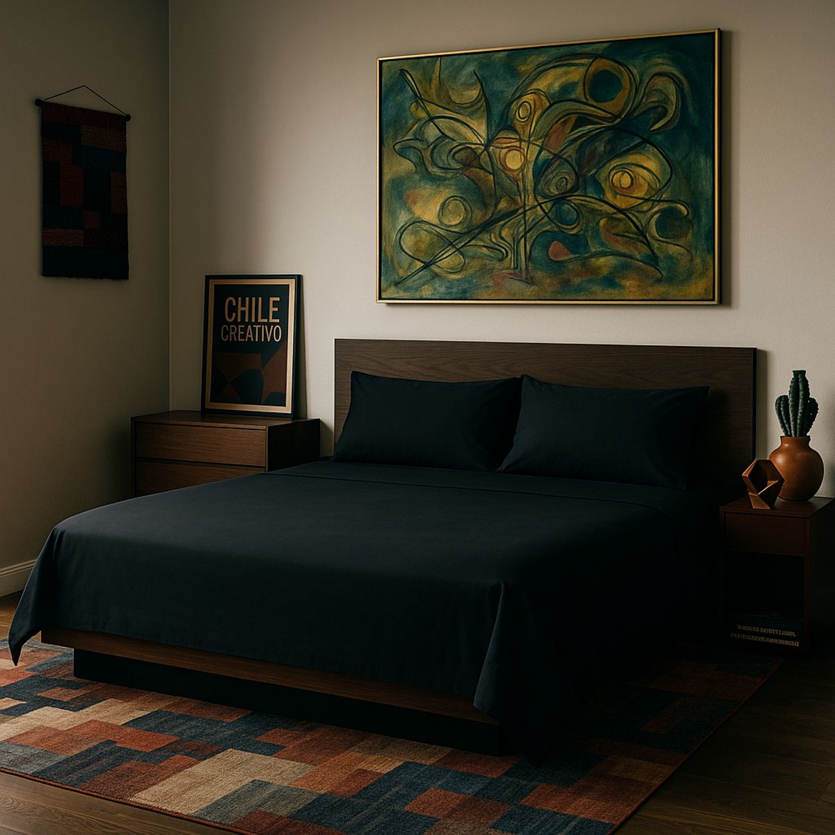 ARMONIA - Kit de sábanas Ébano SuperKing 144 h Sin estampado