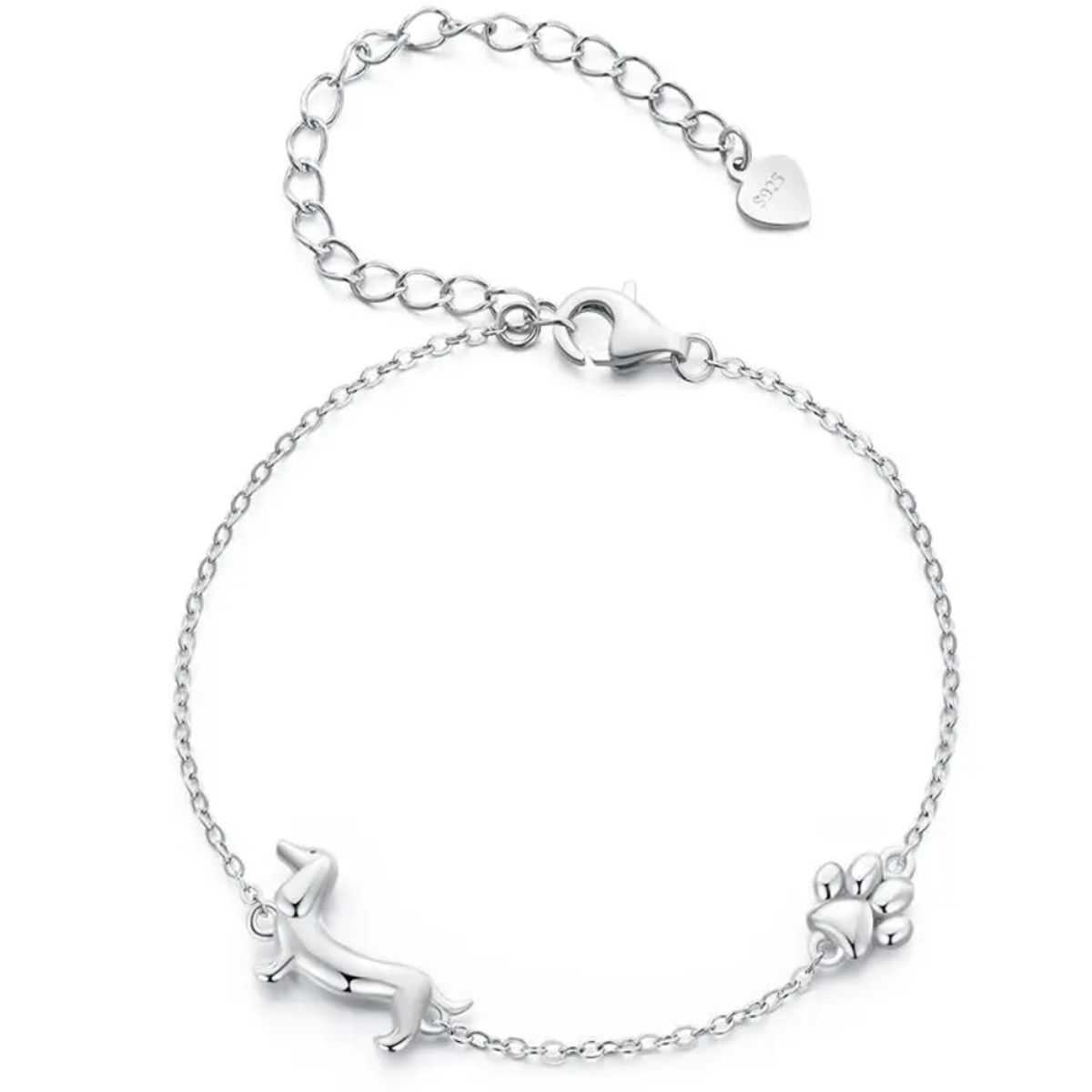 LK LUKSO - Pulsera Perrito Salchicha Dachshund Huella en Plata 925 