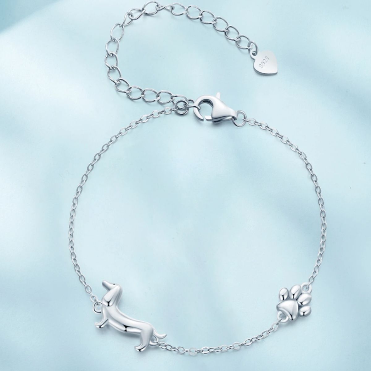 LK LUKSO - Pulsera Perrito Salchicha Dachshund Huella en Plata 925 