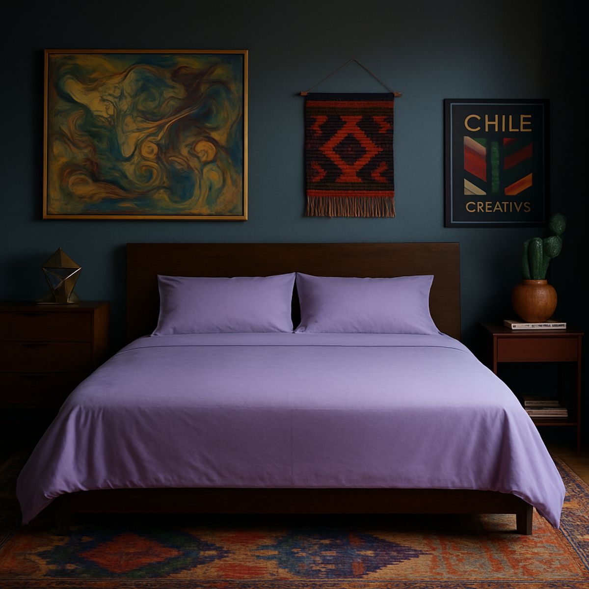 ARMONIA - Juego de sábanas Morado Super King 144 hebras Liso