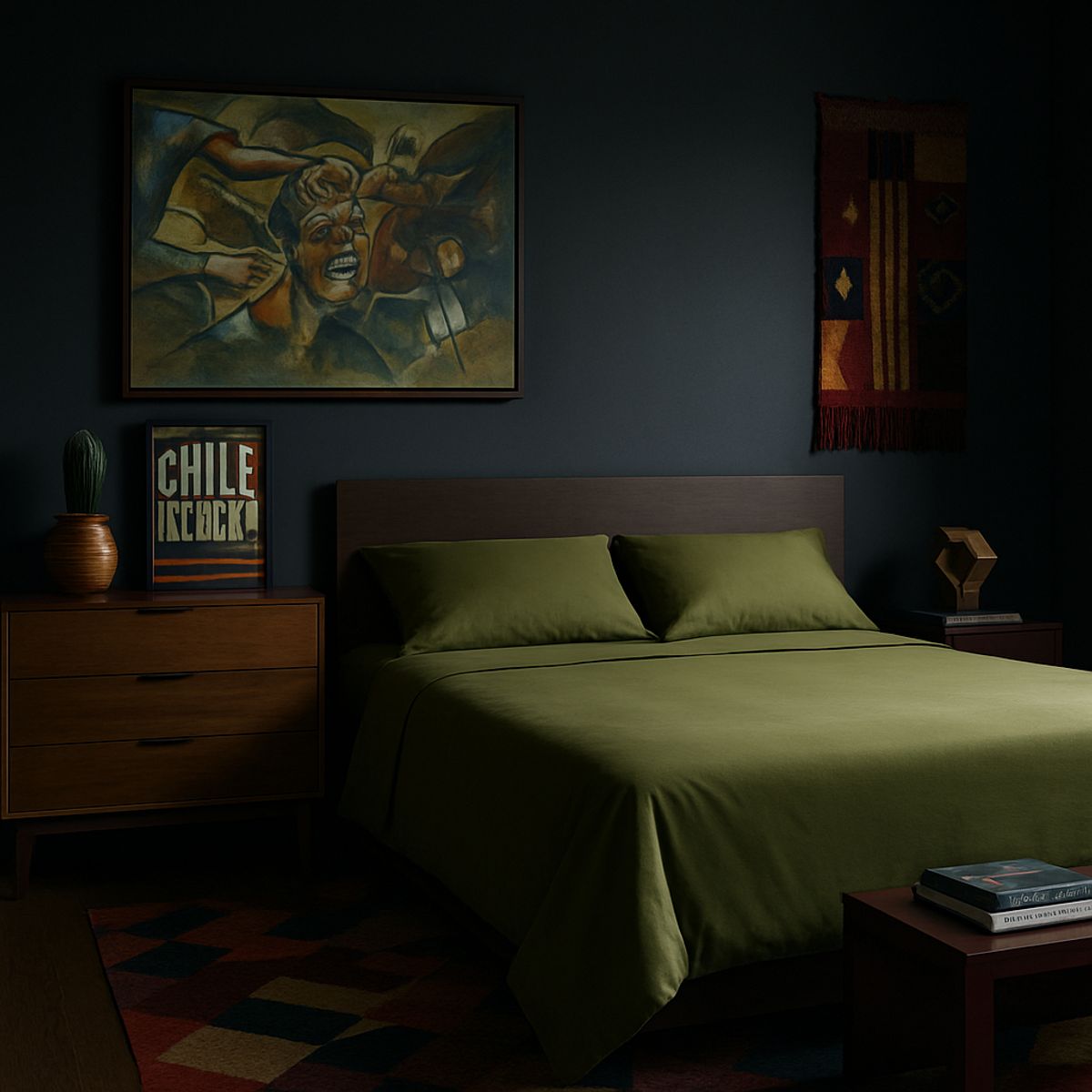 ARMONIA - Sábanas de cama Oliva SuperKing 144 hebras Sin estampado