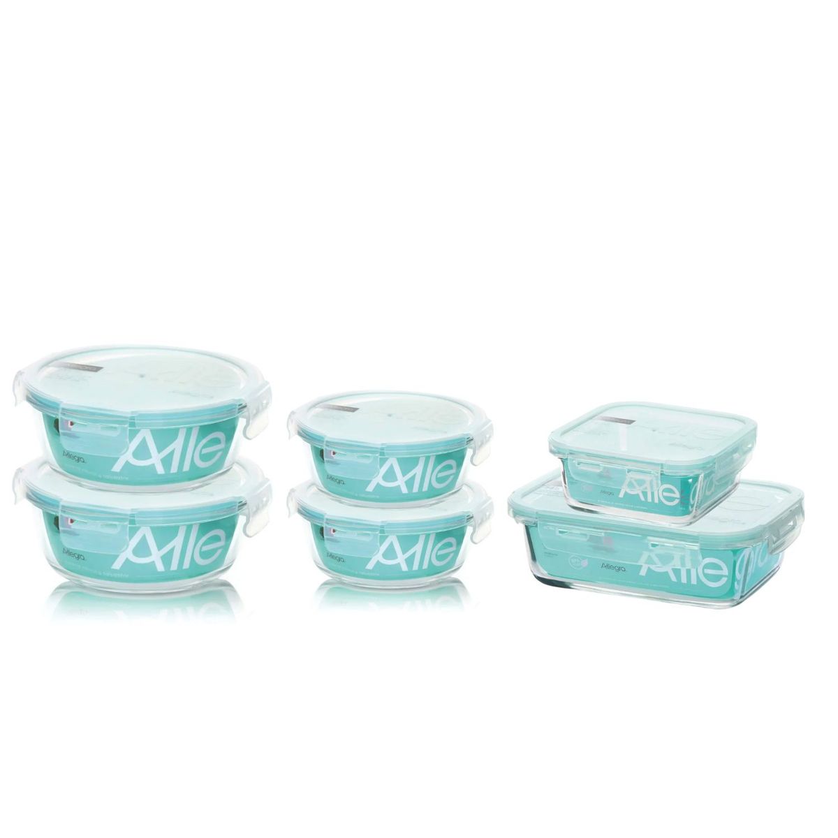 ALLEGRA - Set 6 Contenedores Hermeticos Allegra De Vidrio Colaciones