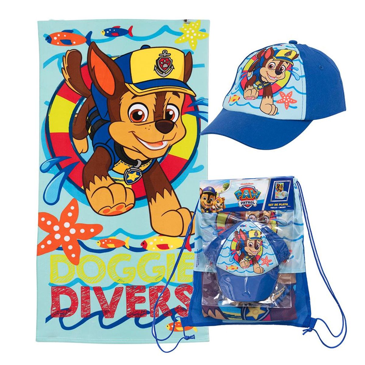 MASHINI - Toalla De Playa Infantil Con Bolso 70x140 + Jockey Mashini Pwp Divers
