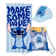 MASHINI - Toalla De Playa Infantil Con Bolso 70x140 + Jockey Stitch Olas