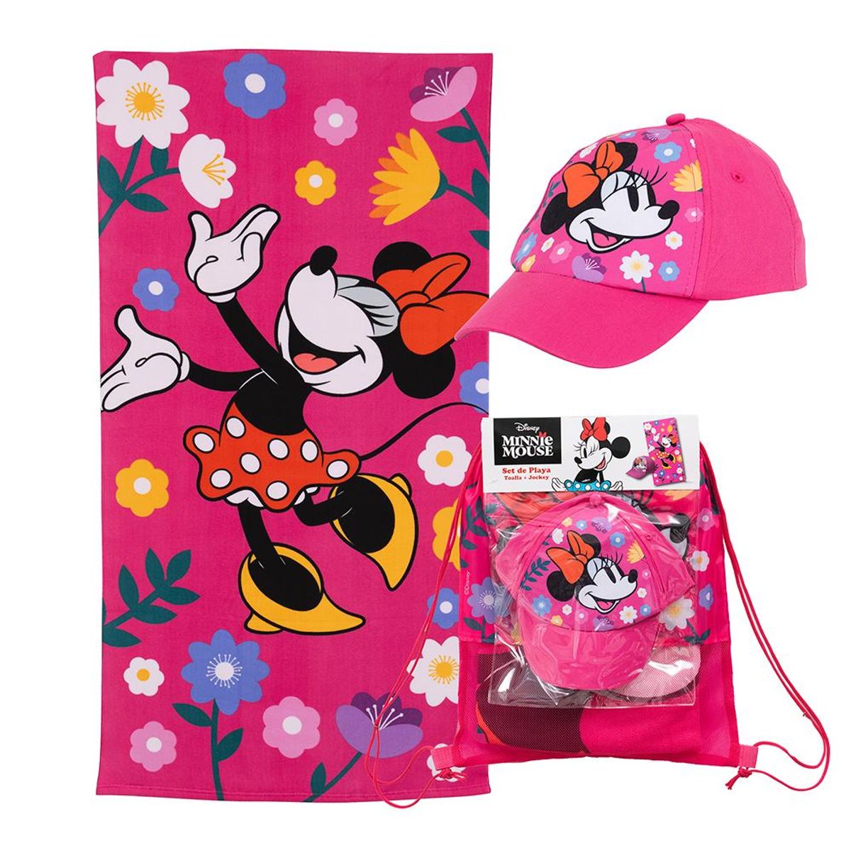 MASHINI - Toalla De Playa Infantil Con Bolso 70x140 + Jockey Minni Spring