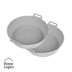 HOME LOGICS - Pack 2 Moldes Silicona Antiadherente Airfryer 21cm Gris