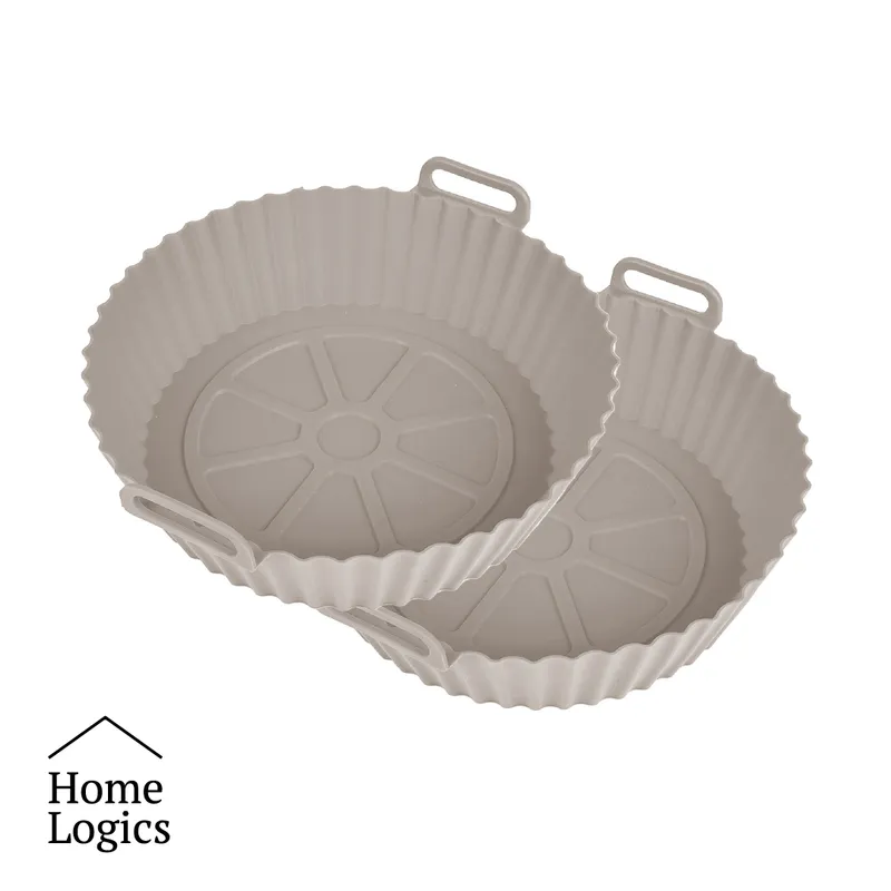 HOME LOGICS - Pack 2 Moldes Silicona Antiadherente Airfryer 25 cm Blanco