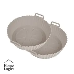 HOME LOGICS - Pack 2 Moldes Silicona Antiadherente Airfryer 25 cm Blanco