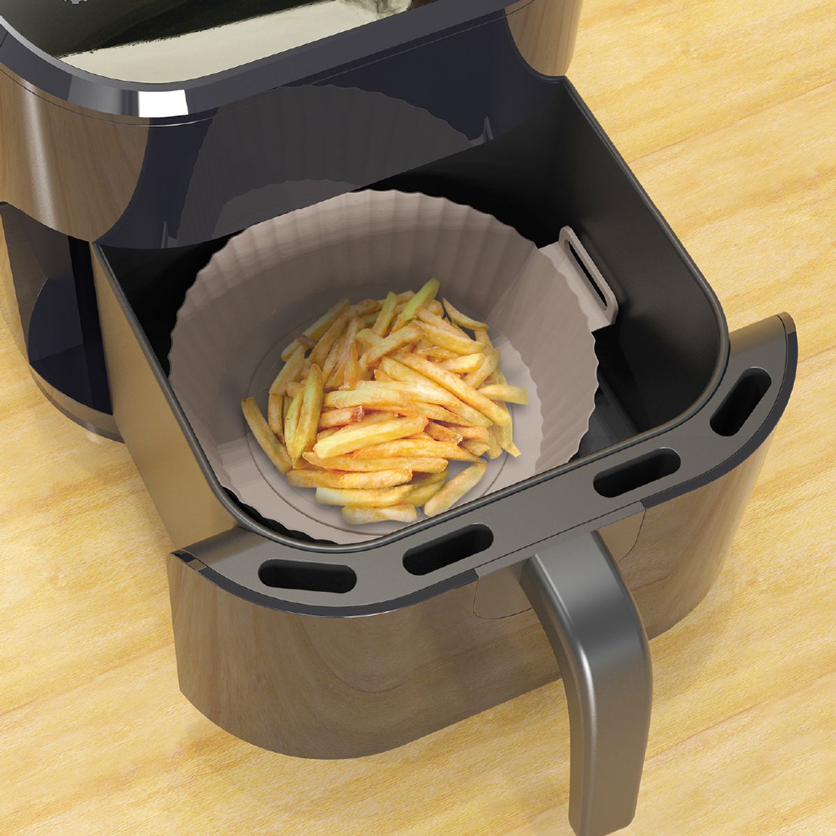 HOME LOGICS - Pack 2 Moldes Silicona Antiadherente Airfryer 25 cm Blanco Kiosclub